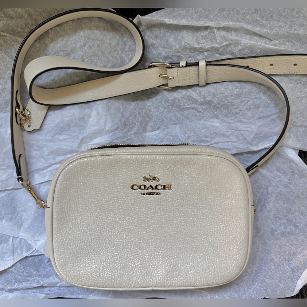 Coach Jamie Camera Bag Chalk + EXTRA Gold Chain Accessory